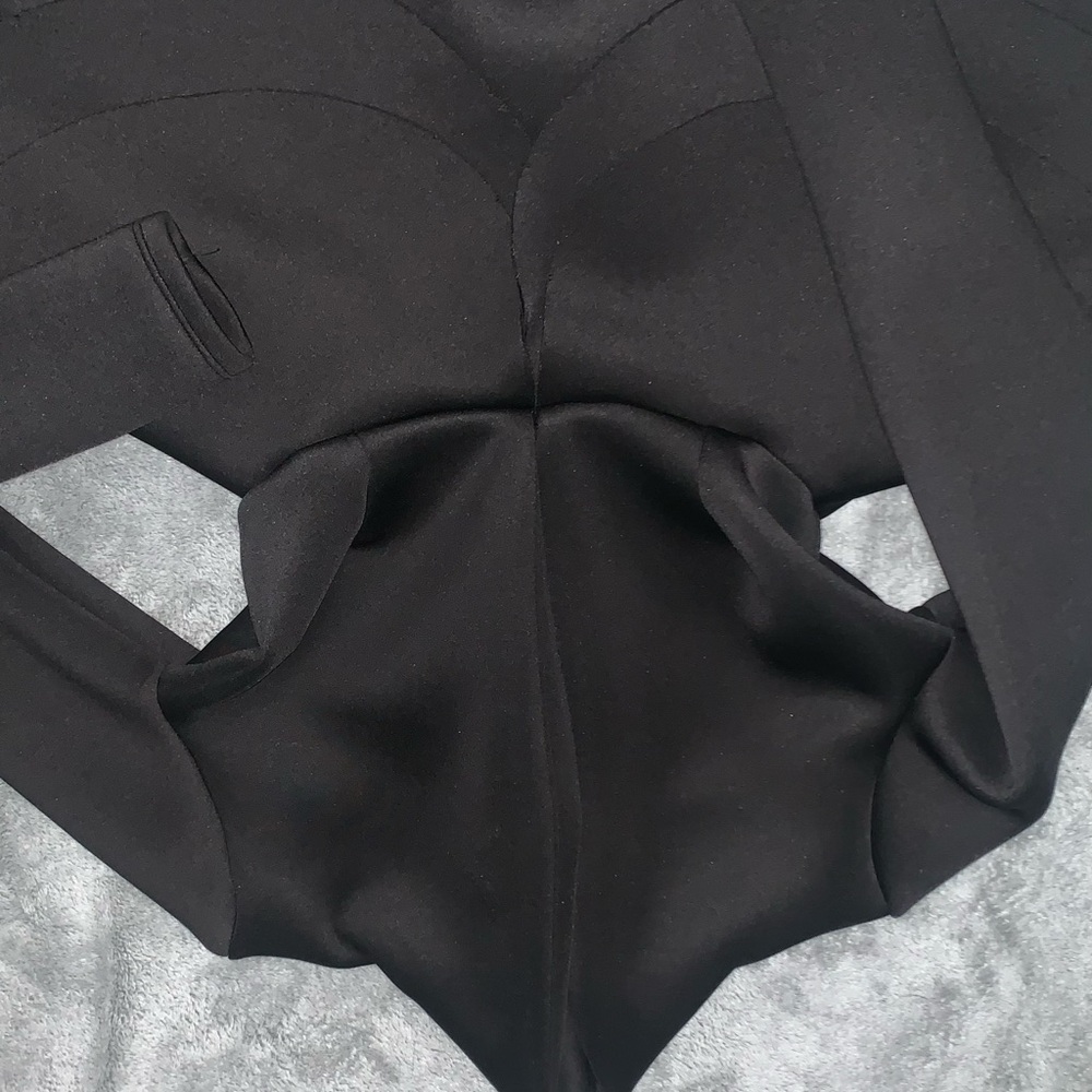 Fashion Nova Black Asymmetrical Long Sleeve Bodysuit
